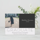 Faire-part Photo moderne noir blanc (Debout devant)