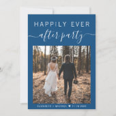 Faire-part Photo moderne QR Code Réception de mariage bleu (Devant)