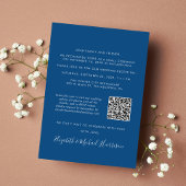 Faire-part Photo moderne QR Code Réception de mariage bleu