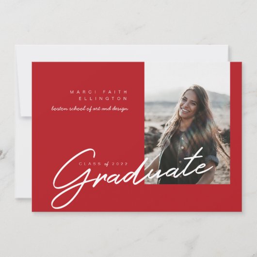 Faire-part Photo moderne Red Graduate (Devant)