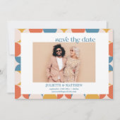 Faire-part Photo moderne Retro Orange Blue Mid Century (Devant)