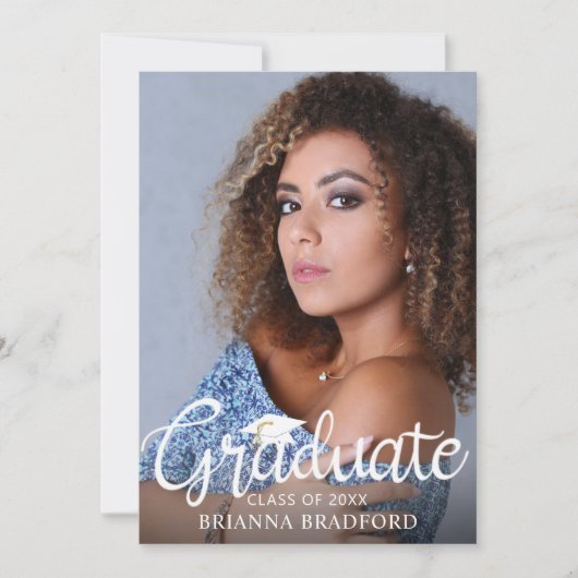 Faire-part photo moderne Script Graduate 5 (Devant)