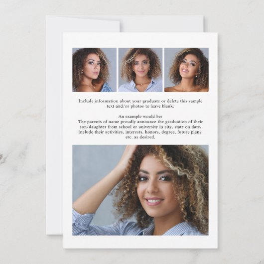 Faire-part photo moderne Script Graduate 5 (Dos)