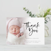 Faire-part Photo moderne superposition fille Merci naissance (Debout devant)