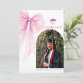 Faire-part Photo moderne tendance Bow rose Graduation (Debout devant)