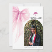 Faire-part Photo moderne tendance Bow rose Graduation (Devant)