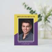 Faire-part photo moderne violet jaune (Debout devant)