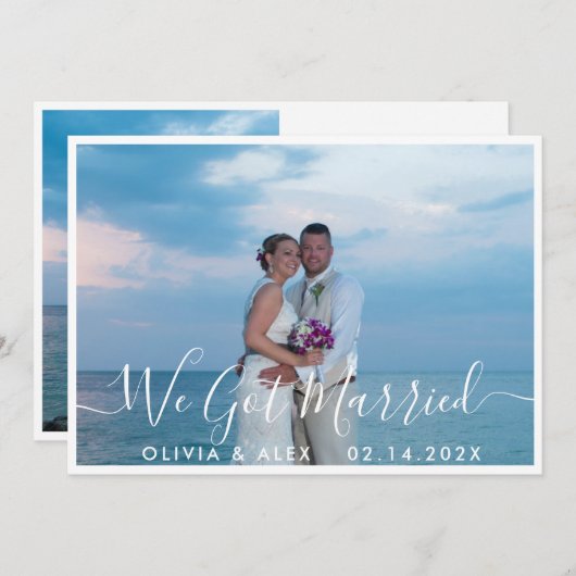 Faire-part Photo moderne We Got Married White Script Wedding (Devant / Derrière)