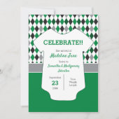 Faire-part Photo Motif de Jacquard vert et noir (Devant)