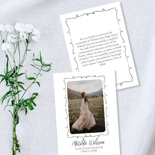 Faire-part Photo noir et blanc 2024 tirée à la main