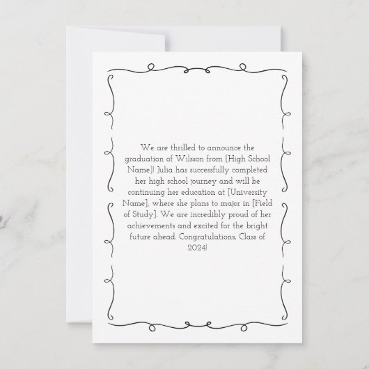 Faire-part Photo noir et blanc 2024 tirée à la main (Dos)