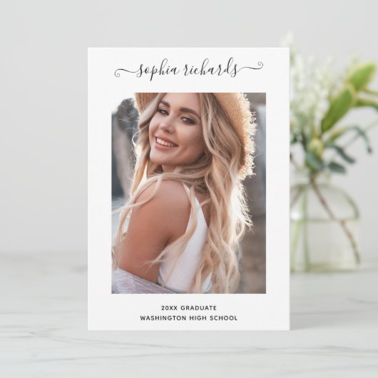 Faire-part Photo noir et blanc simple et élégant (Debout devant)