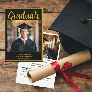 Faire-part Photo officielle Gold Black Graduation Photo 2025