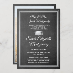 Faire-part Photo Parents Chalkboard & Silver Graduation