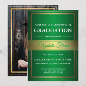 Faire-part Photo Parents green & White Graduation (Devant / Derrière)