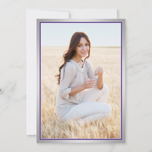 Faire-part Photo Parents Purple and White Graduation (Dos)