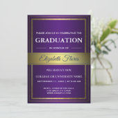 Faire-part Photo Parents Purple Gold & White Graduation (Debout devant)