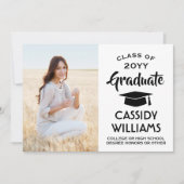 Faire-part Photo Parents Simple Noir & Blanc Graduation (Devant)