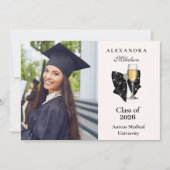 Faire-part Photo Pearl Champagne Glass Graduation (Devant)