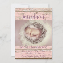 Faire-part photo personnalisée en bois rose