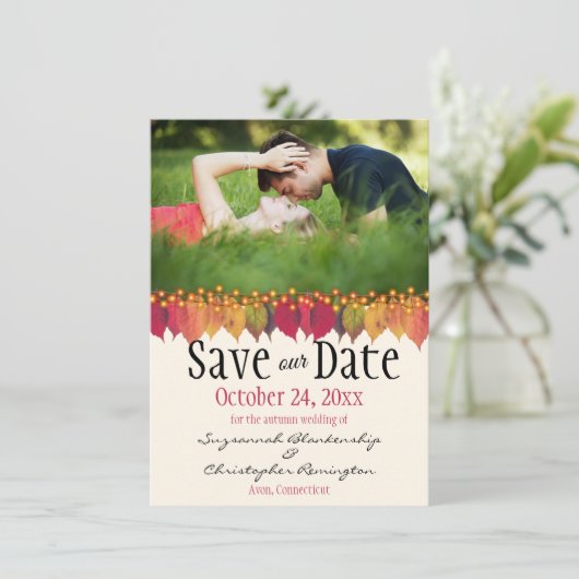 Faire-part Photo Personnalisée Enregistrer La Date De L'Autom (Debout devant)