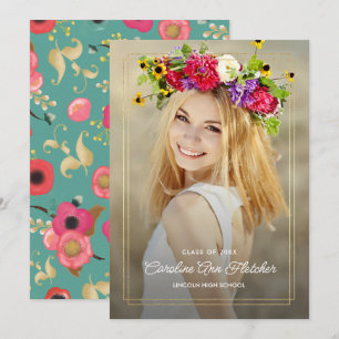 Faire-part Photo personnalisée Moderne Floral Graduation Fair