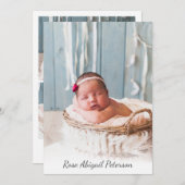 Faire-part Photo personnalisée Nouveau-né bébé fille garçon n (Devant / Derrière)