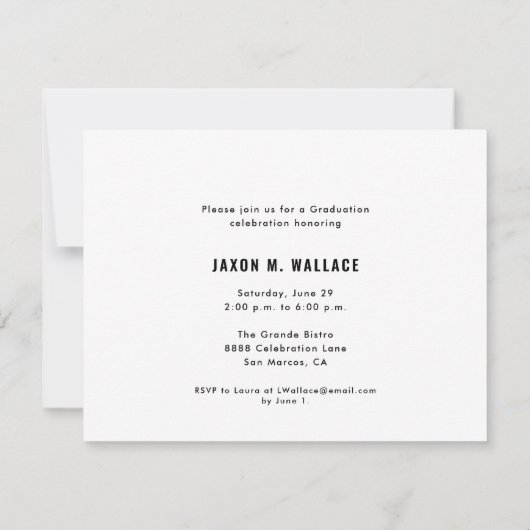 Faire-part Photo personnalisée Parti de fin d'études secondai (Dos)