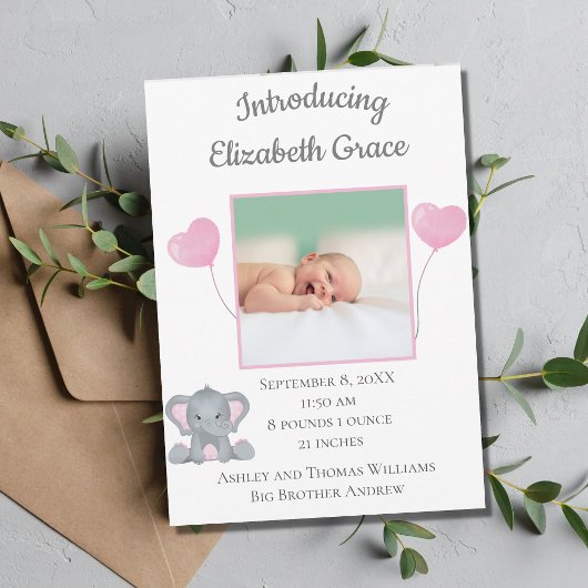 Faire-part Photo personnalisée Statistiques de naissance fill