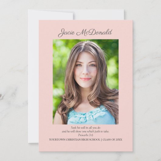 Faire-part photo Pink Christian Graduation (Devant)