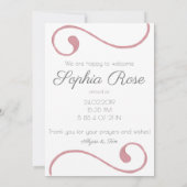 Faire-part Photo Pink Swirl Script bébé fille naissance (Dos)