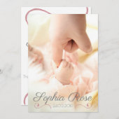 Faire-part Photo Pink Swirl Script bébé fille naissance (Devant / Derrière)