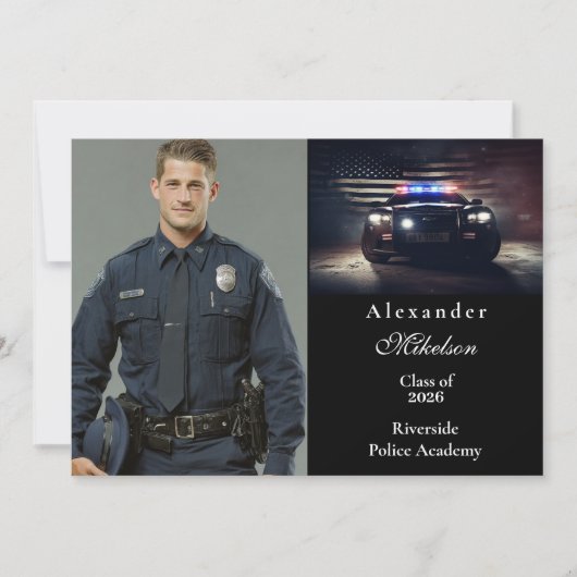 Faire-part Photo Police Academy Graduation (Devant)