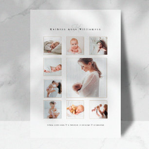 Faire-part Photo pour bébé nouveau-né Collage et monogramme d