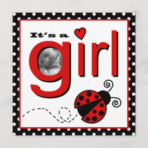 Faire-part photo pour bébé rouge et noir de la coc