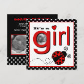 Faire-part photo pour bébé rouge et noir de la coc (Devant / Derrière)