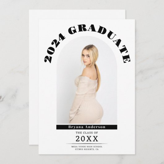 Faire-part photo pour diplômés modernes (Devant / Derrière)