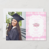 Faire-part Photo Preppy Coquette Pink Bow Graduation (Devant)
