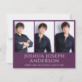 Faire-part photo raffinée Purple Graduation (Devant)