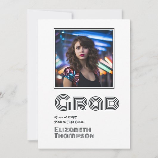 Faire-part Photo Retro Disco Graduation (Devant)