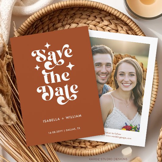 Faire-part Photo Retro Typography Wedding Save The Date
