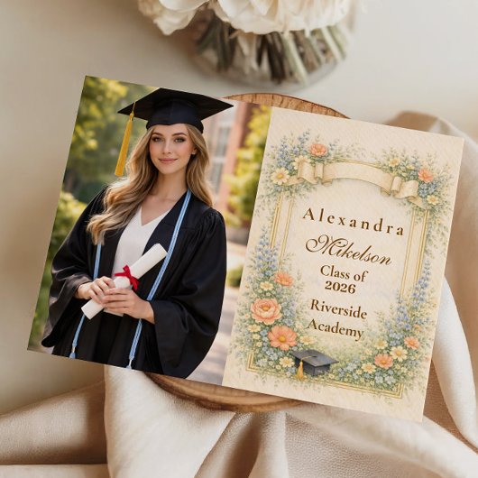 Faire-part Photo Romantic Pastel Graduation Party