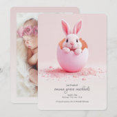 Faire-part Photo rose à peine éclos Announ (Devant / Derrière)