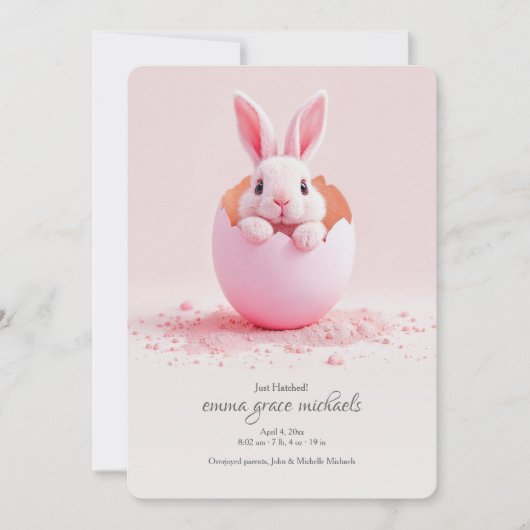 Faire-part Photo rose à peine éclos Announ (Devant)