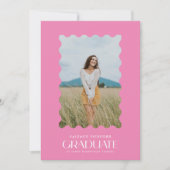 Faire-part Photo rose Diplômé de l'élémentaire cadre vague (Devant)