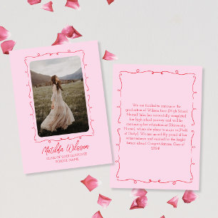 Faire-part Photo rose et rouge 2024 tirée à la main