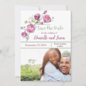 Faire-part Photo rose Mauve et Sage Enregistrer la date (Devant)