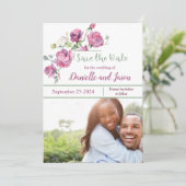 Faire-part Photo rose Mauve et Sage Enregistrer la date (Debout devant)