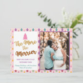 Faire-part Photo rose Noël Arc-en-ciel Grossesse (Debout devant)