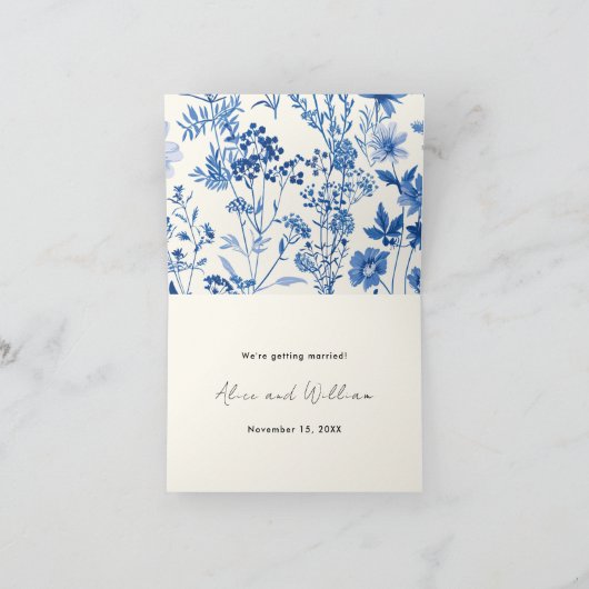 Faire-part Photo Rustic Blue Fleur sauvage Mariage (Intérieur)